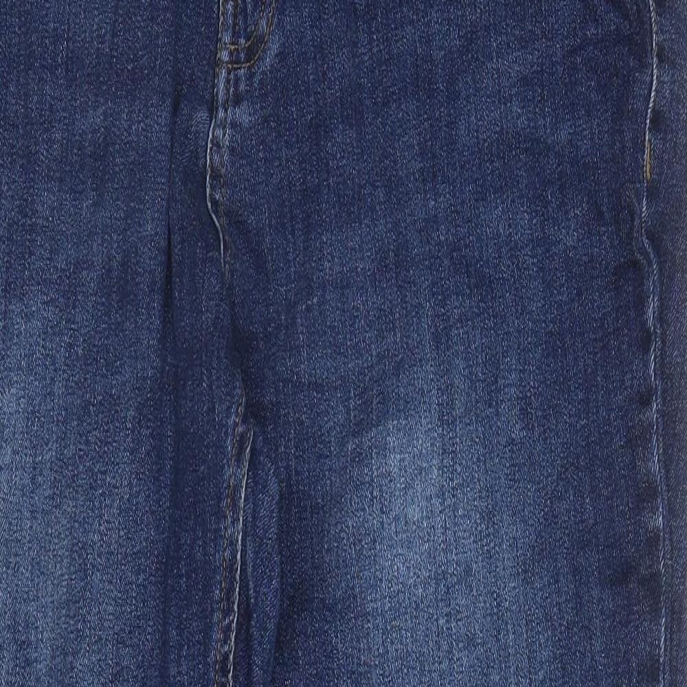 F&F Womens Blue  Cotton Straight Jeans Size 18 L25 in Regular Zip