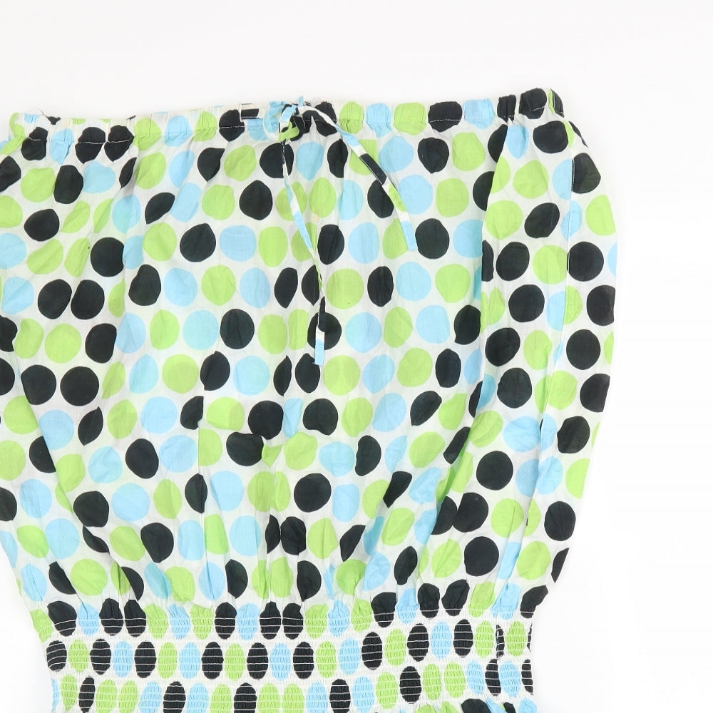 George Womens Green Polka Dot Cotton Basic Blouse Size XL Off the Shoulder