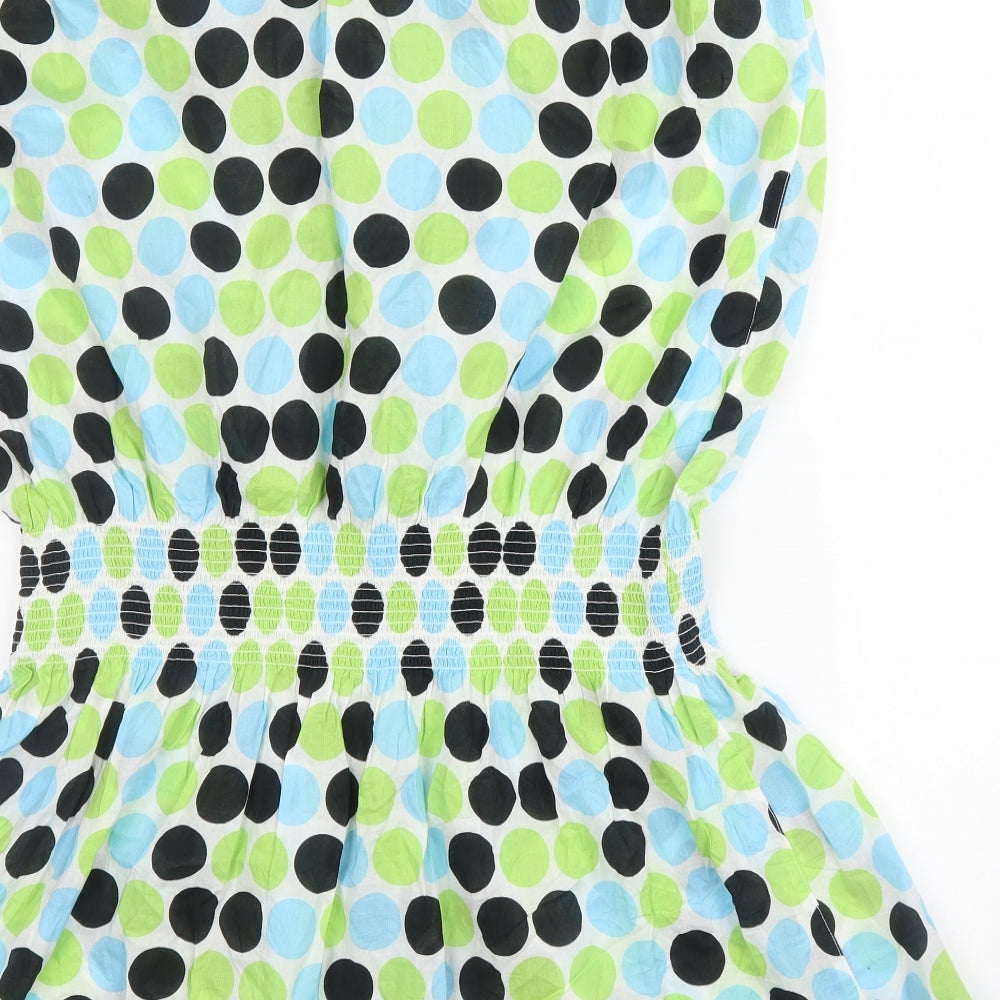 George Womens Green Polka Dot Cotton Basic Blouse Size XL Off the Shoulder