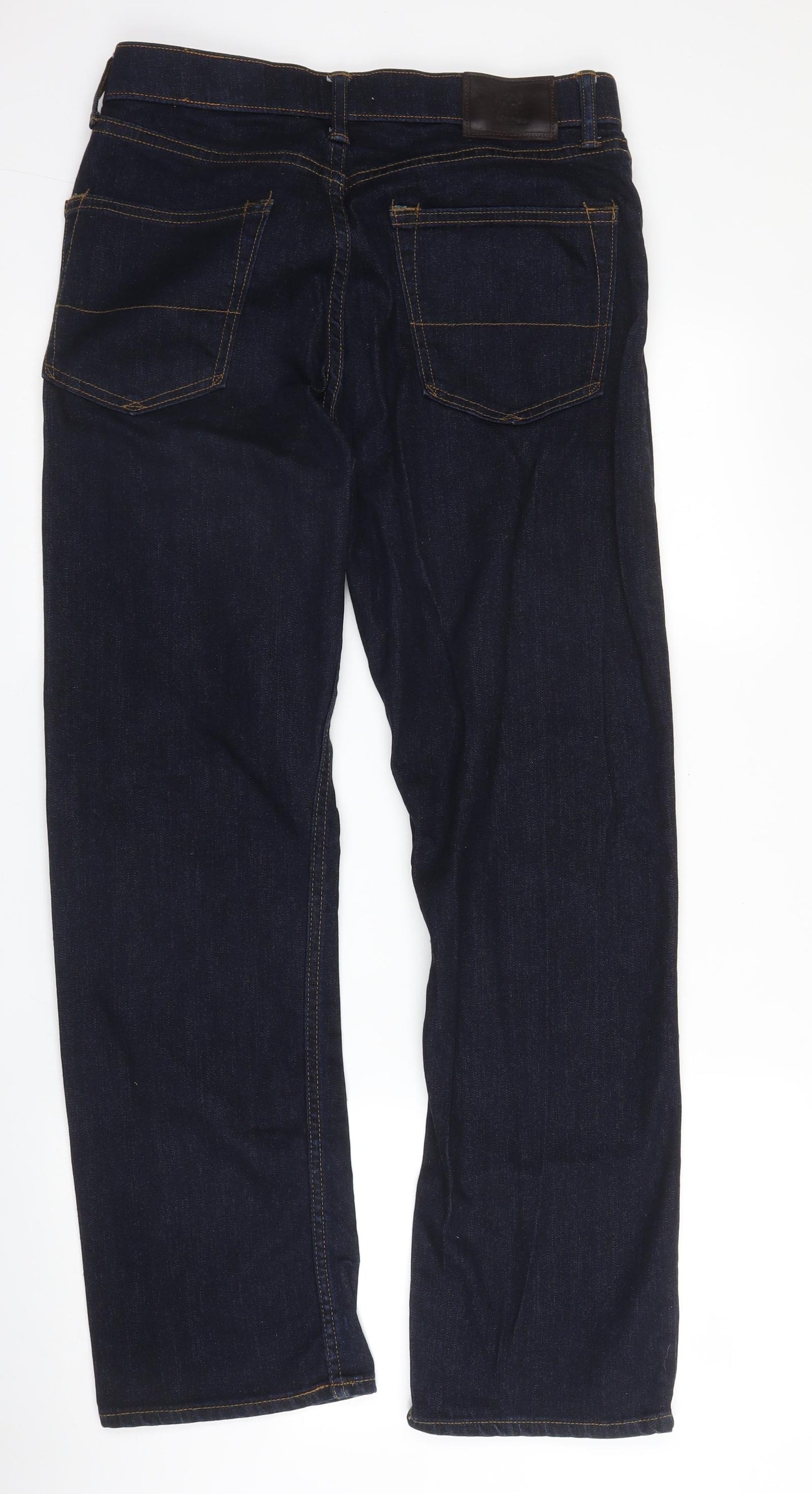 M&S Mens Blue  Cotton Straight Jeans Size 29 in L30 in Regular Zip