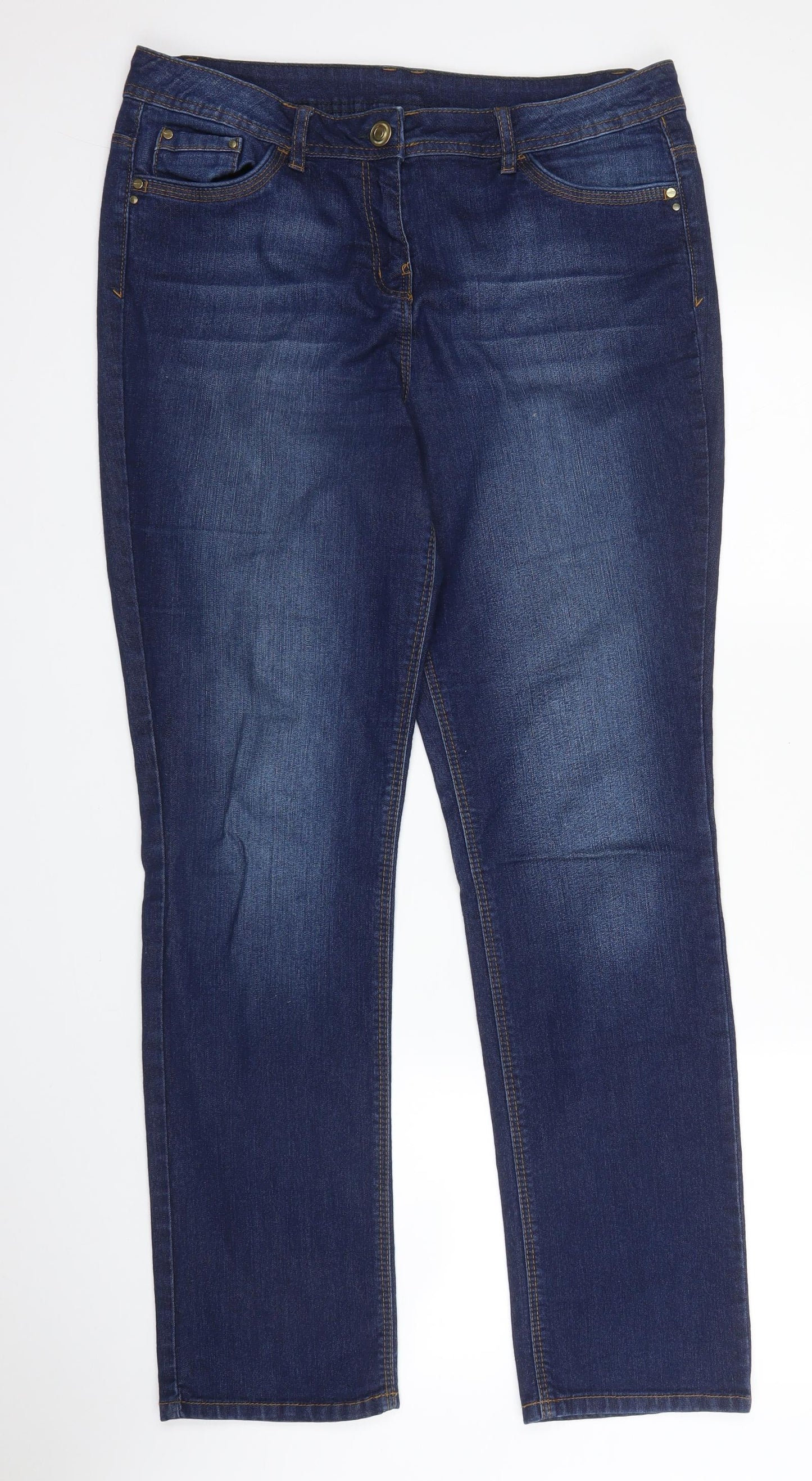 George Womens Blue  Cotton Straight Jeans Size 14 L29 in Regular Zip
