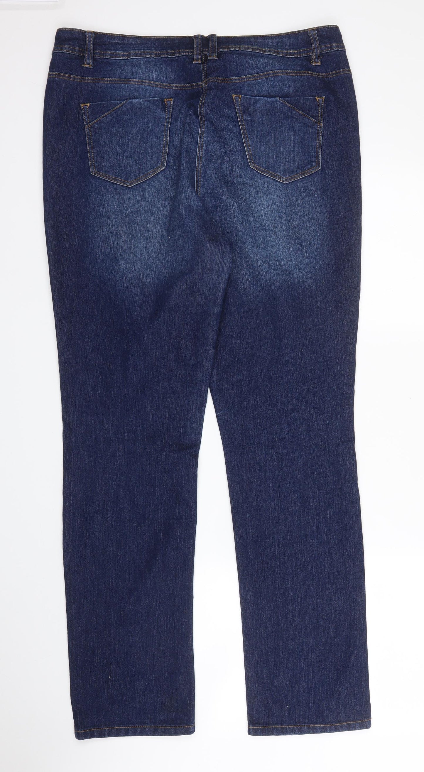 George Womens Blue  Cotton Straight Jeans Size 14 L29 in Regular Zip