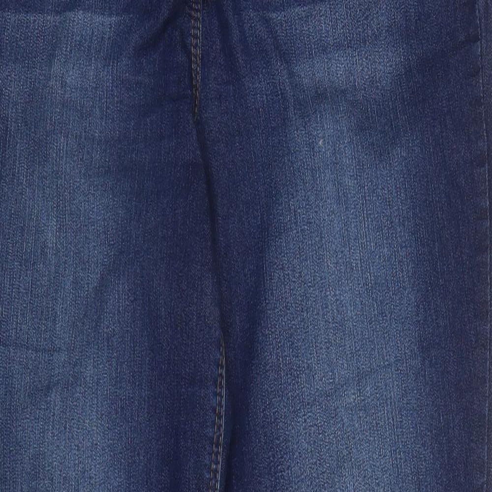 George Womens Blue  Cotton Straight Jeans Size 14 L29 in Regular Zip