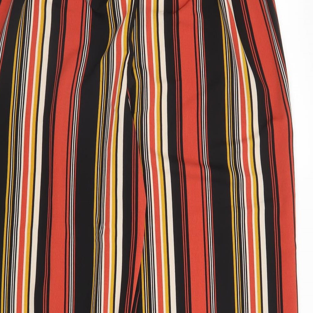 Primark Womens Red Striped Polyester Cropped Trousers Size 14 L23 in Regular