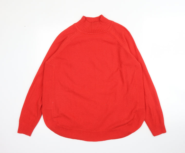 Warehouse Womens Red Mock Neck  Acrylic Pullover Jumper Size 10