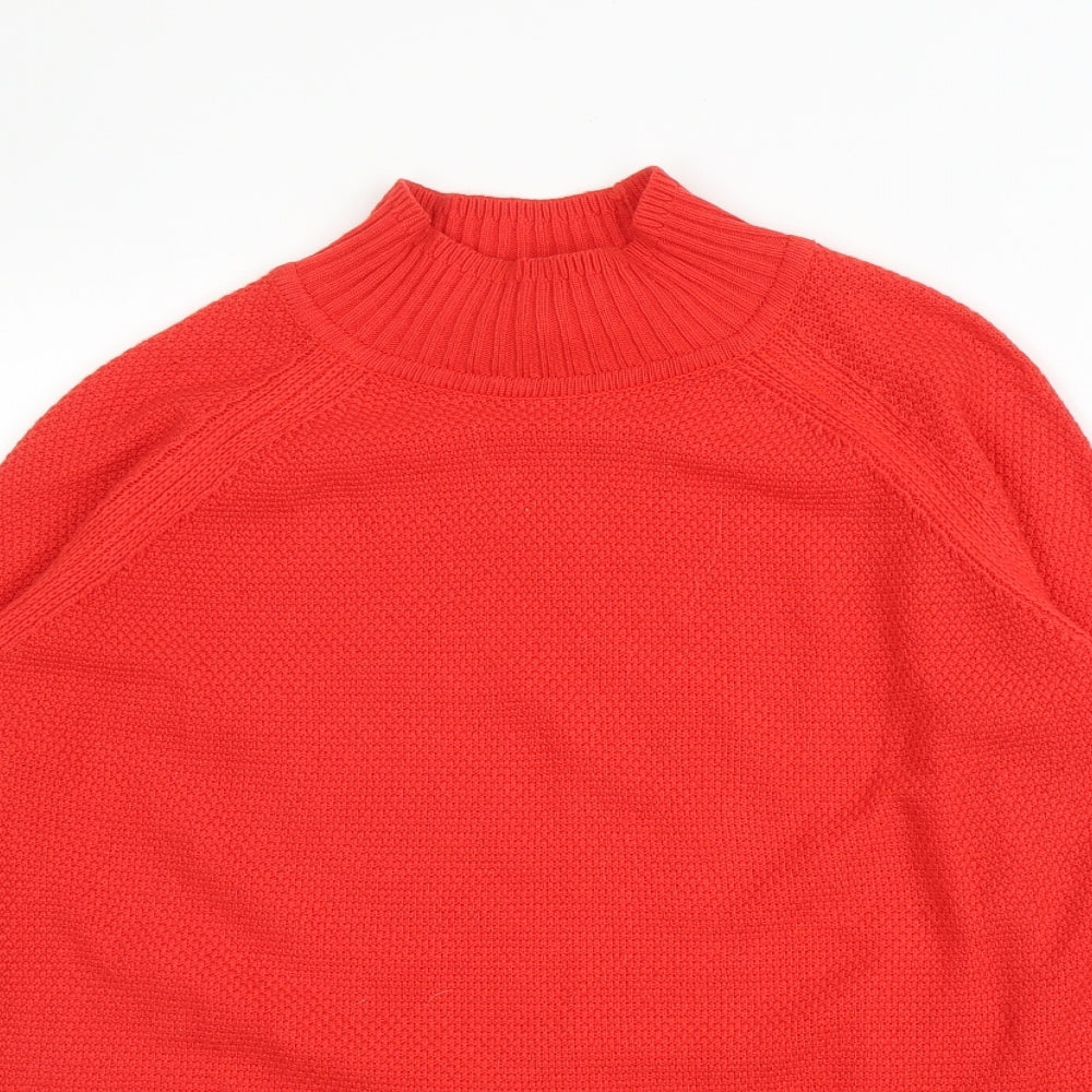 Warehouse Womens Red Mock Neck  Acrylic Pullover Jumper Size 10