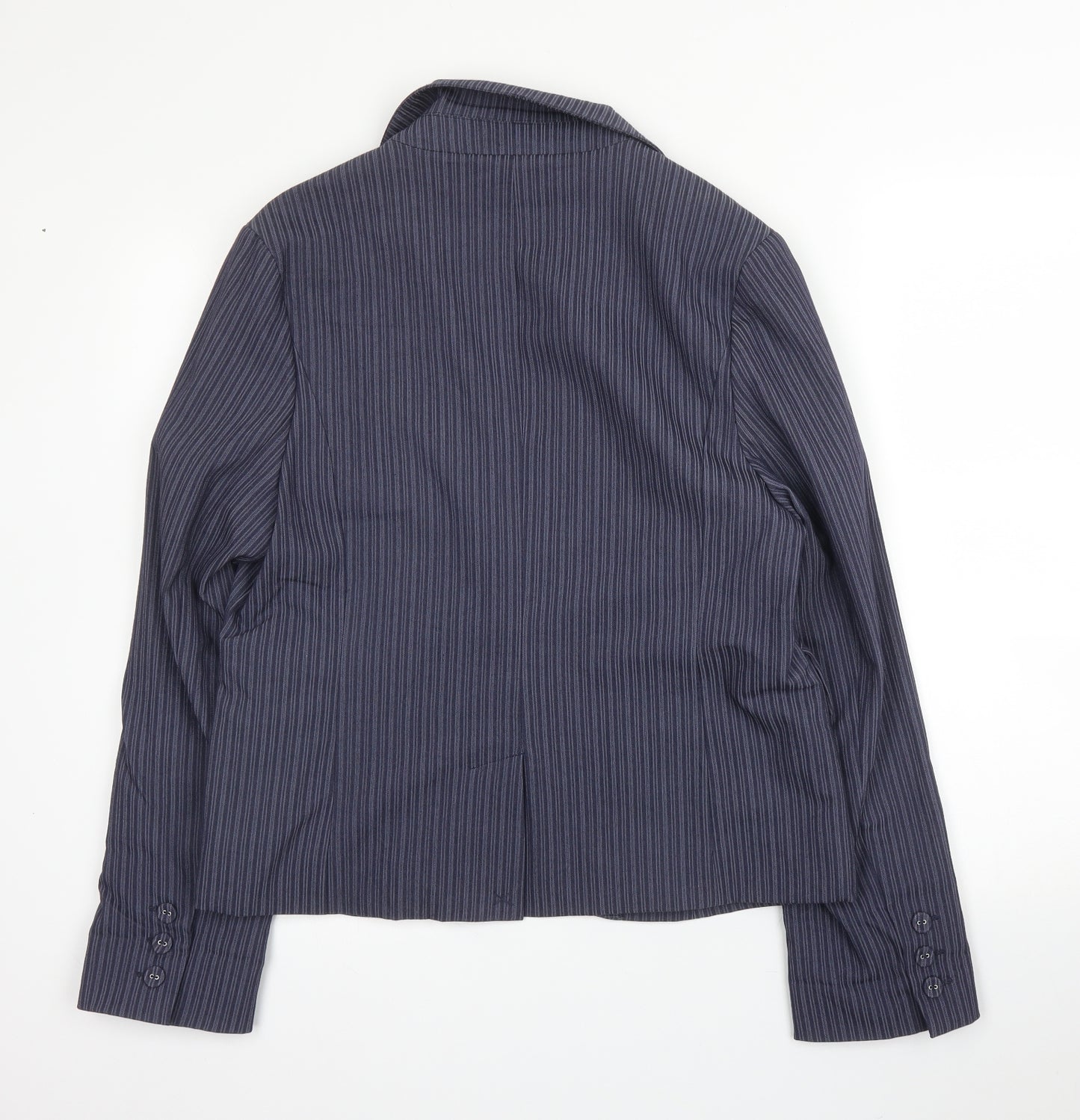 Primark Womens Blue Striped Cotton Jacket Blazer Size 14