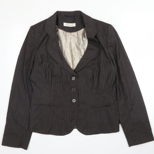 George Womens Brown Striped Vinyl Jacket Blazer Size 14