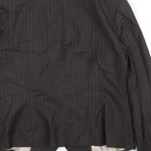 George Womens Brown Striped Vinyl Jacket Blazer Size 14