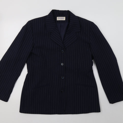 Mackays Womens Blue Striped  Jacket Blazer Size 14  Button