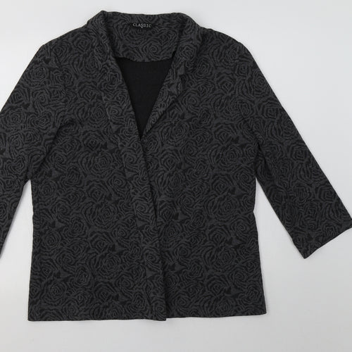 Classic Womens Grey Floral  Jacket Blazer Size 16