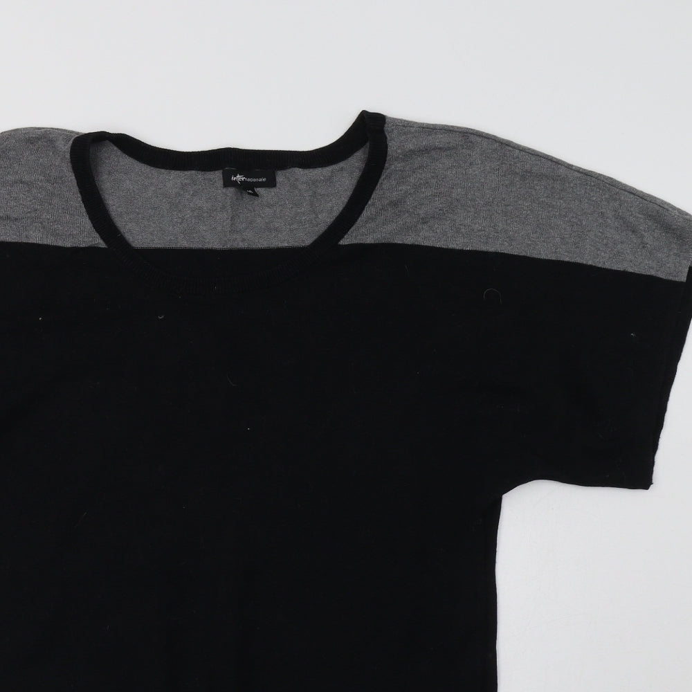 Internacionale Womens Black Crew Neck   Tunic Jumper Size 16