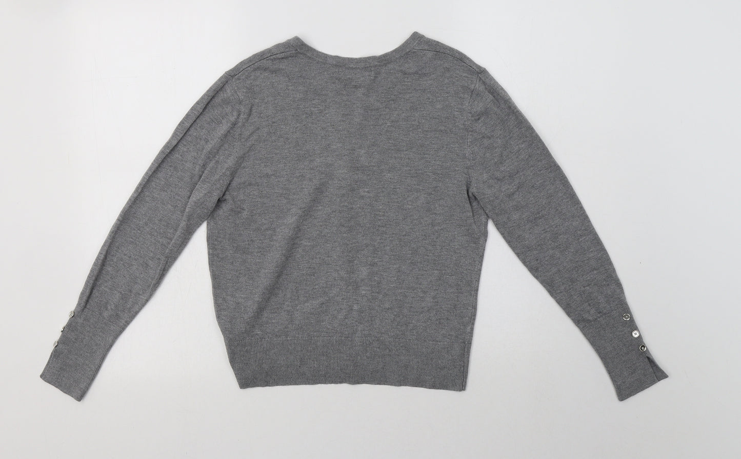 Primark Womens Grey Crew Neck  Viscose Cardigan Jumper Size M