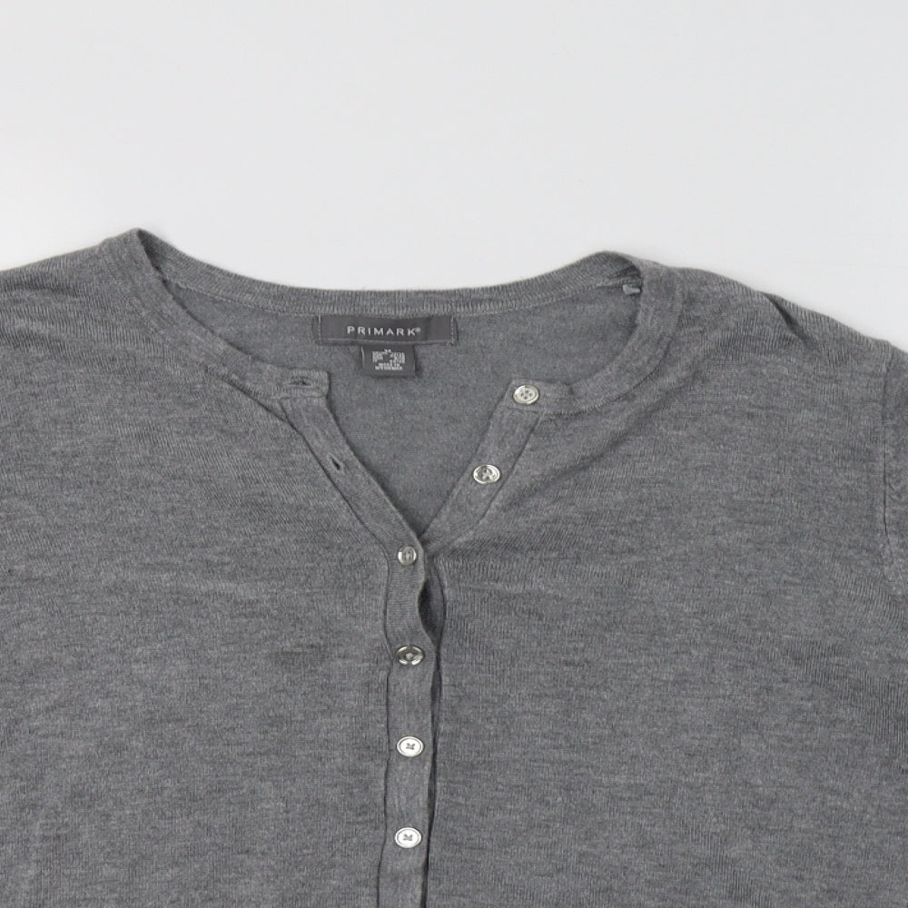 Primark Womens Grey Crew Neck  Viscose Cardigan Jumper Size M