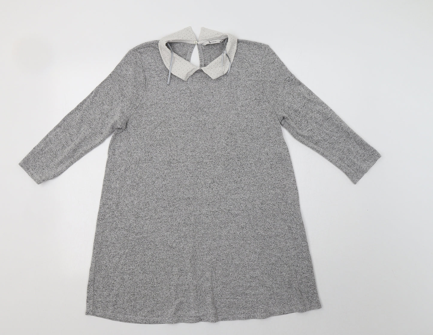 TU Womens Grey  Viscose Jumper Dress  Size 12  Collared Button
