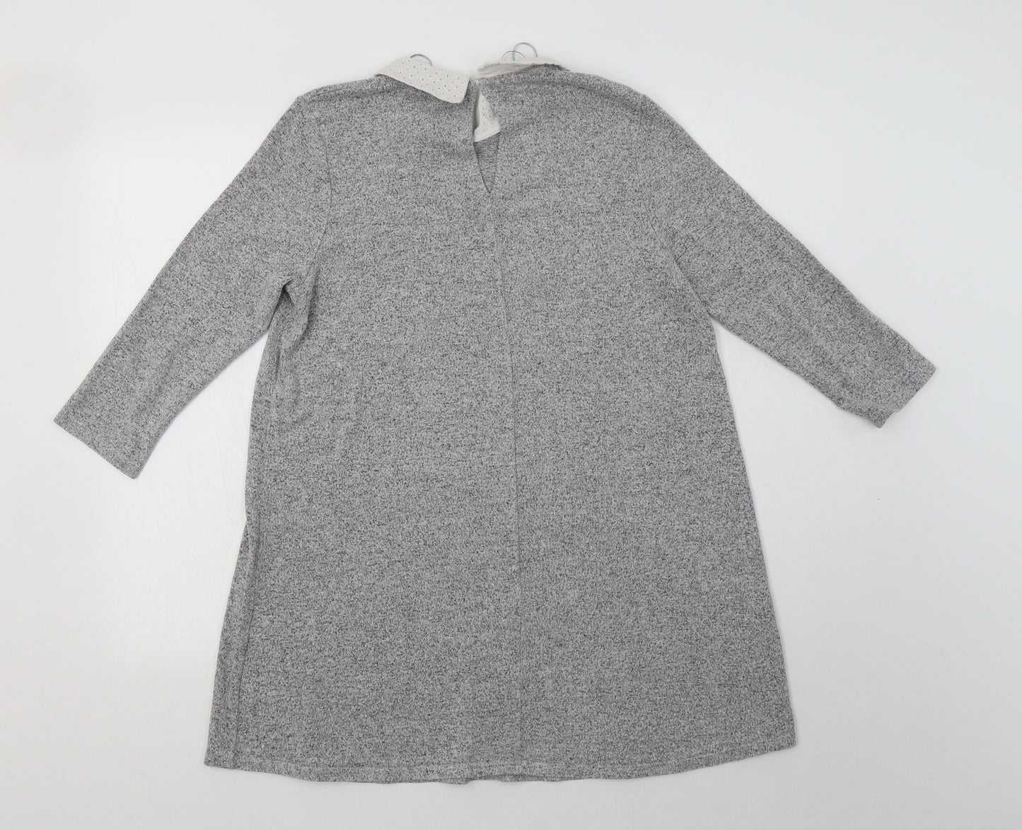 TU Womens Grey  Viscose Jumper Dress  Size 12  Collared Button