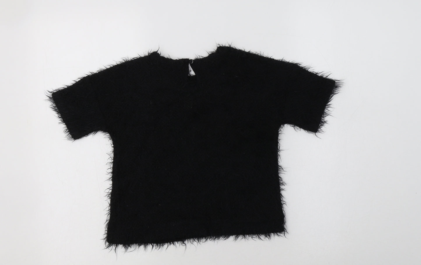 George Girls Black Crew Neck  Polyester Pullover Jumper Size 6-7 Years  Button