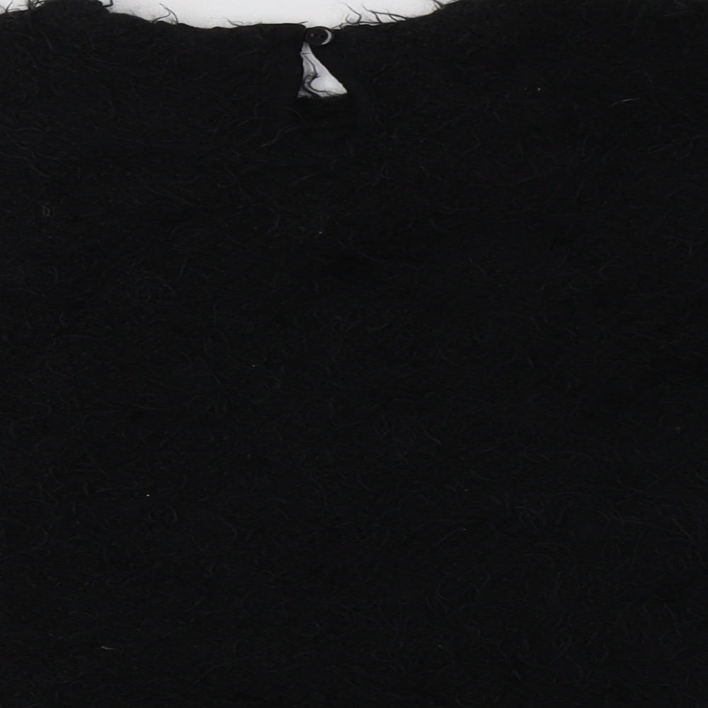 George Girls Black Crew Neck  Polyester Pullover Jumper Size 6-7 Years  Button