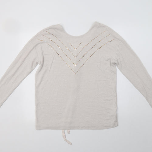 NEXT Womens Beige V-Neck  Viscose Pullover Jumper Size 8