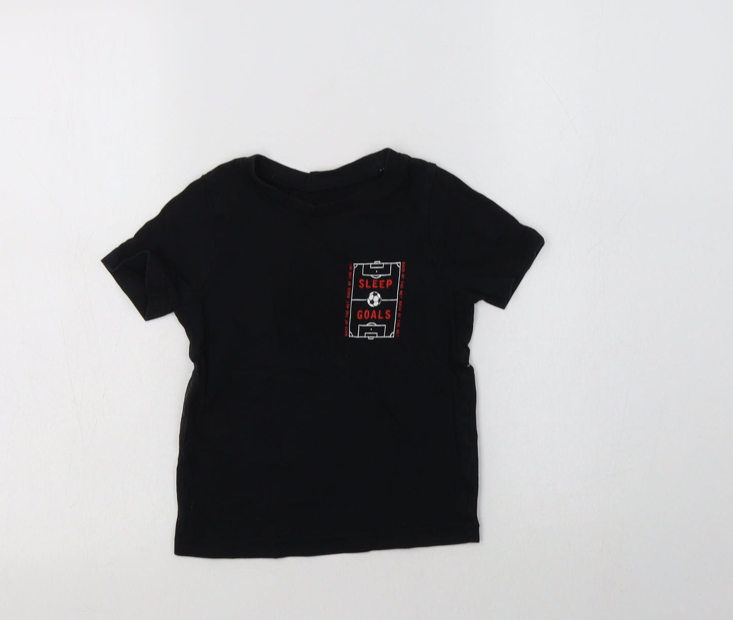 George Boys Black  Cotton Basic T-Shirt Size 3-4 Years Crew Neck  - Football
