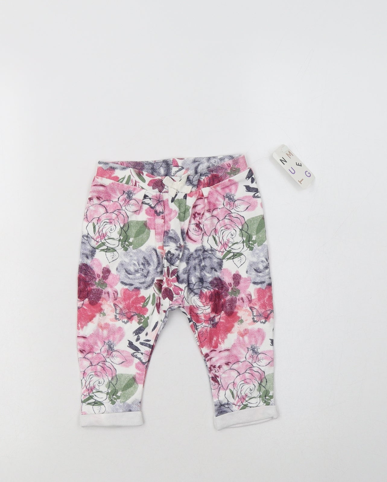 Nutmeg Baby Multicoloured Floral Cotton Jogger Trousers Size 6-9 Months