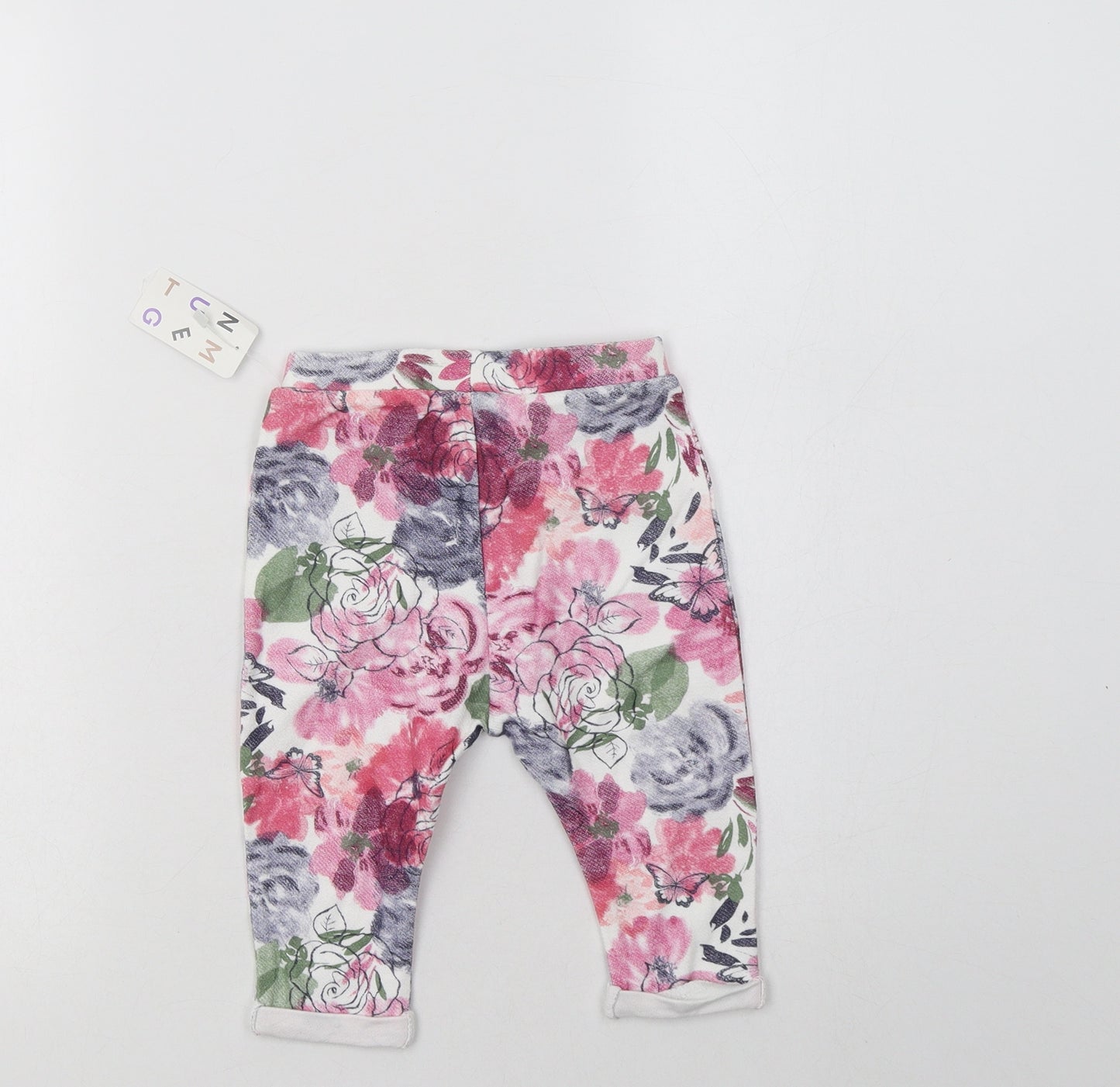 Nutmeg Baby Multicoloured Floral Cotton Jogger Trousers Size 6-9 Months