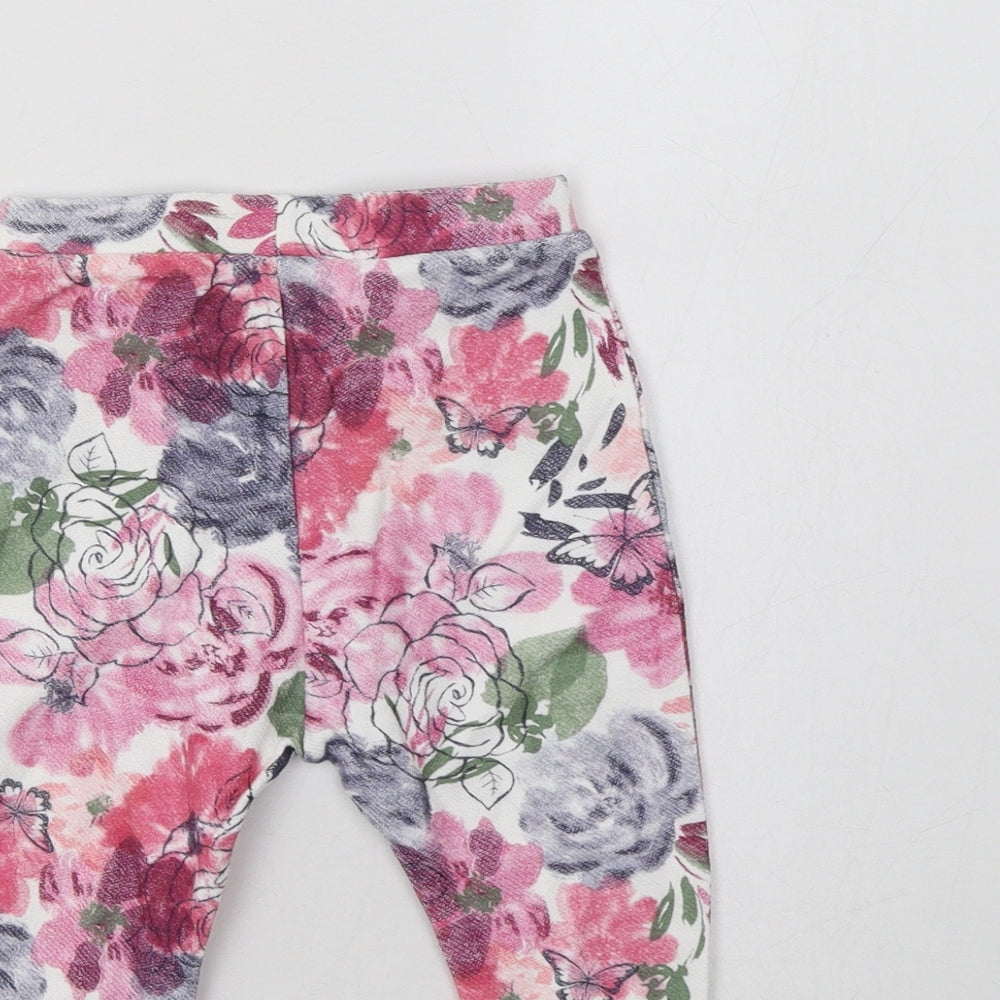 Nutmeg Baby Multicoloured Floral Cotton Jogger Trousers Size 6-9 Months