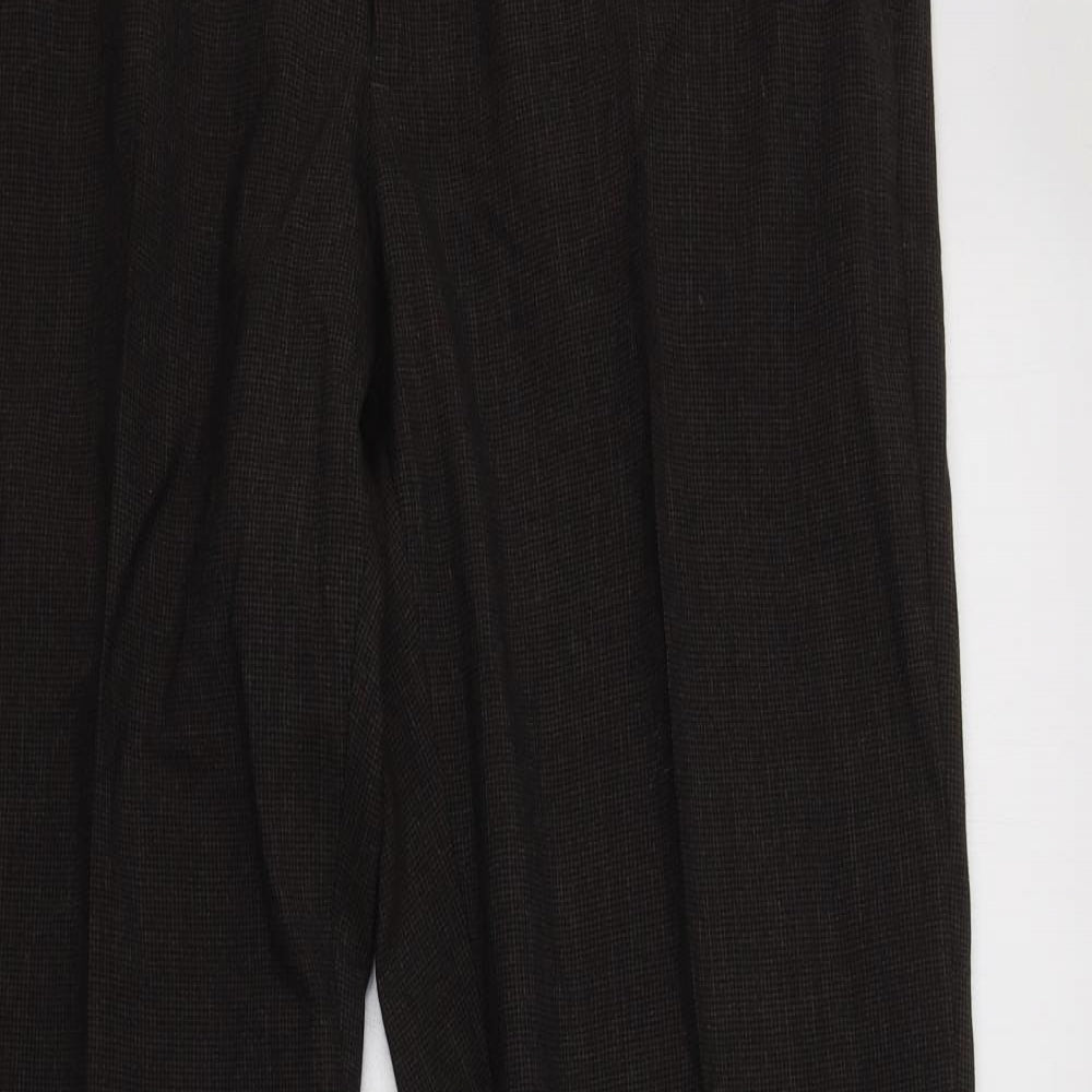 M&S Mens Brown  Polyacrylate Fibre Dress Pants Trousers Size 34 L33 in Regular Button