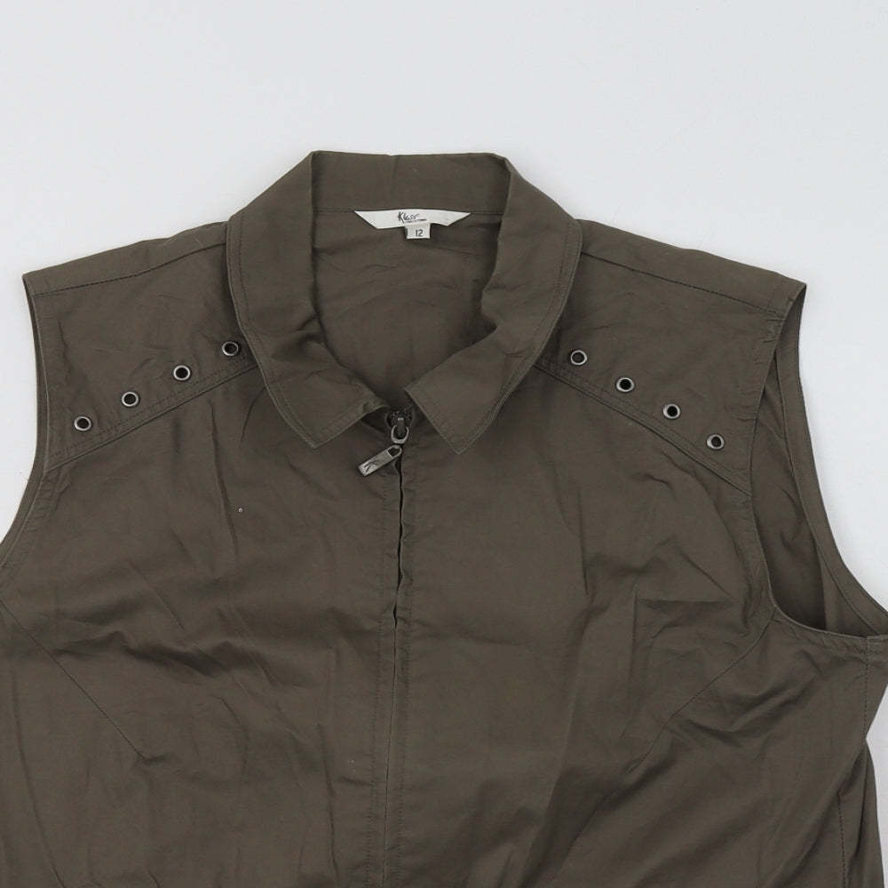 Klass Womens Brown   Gilet Waistcoat Size 12  Zip
