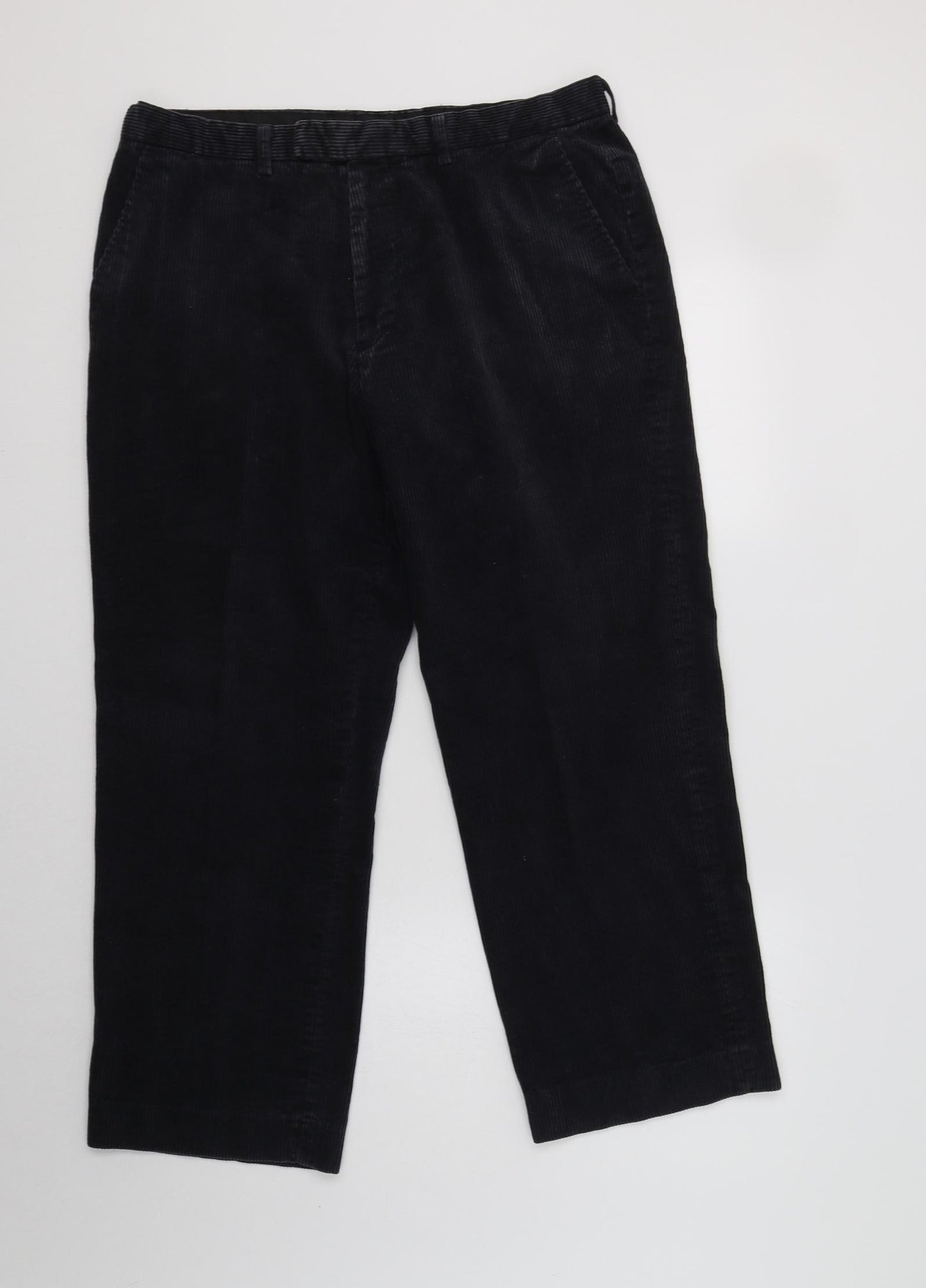 Greenw Mens Grey  Cotton Trousers  Size 34 L28 in Regular Hook & Loop