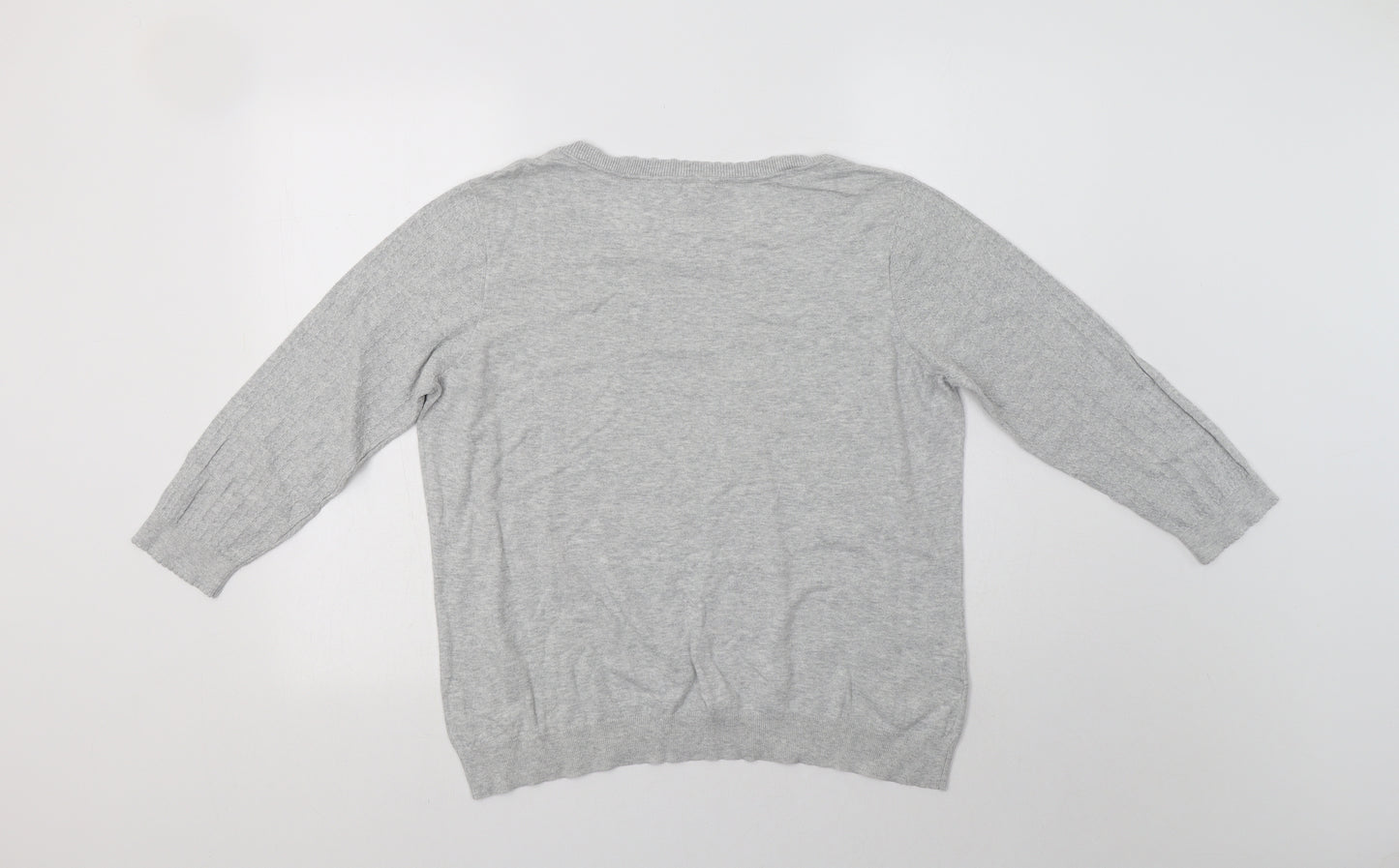Laura As Womens Grey Round Neck  Cotton Pullover Jumper Size 16