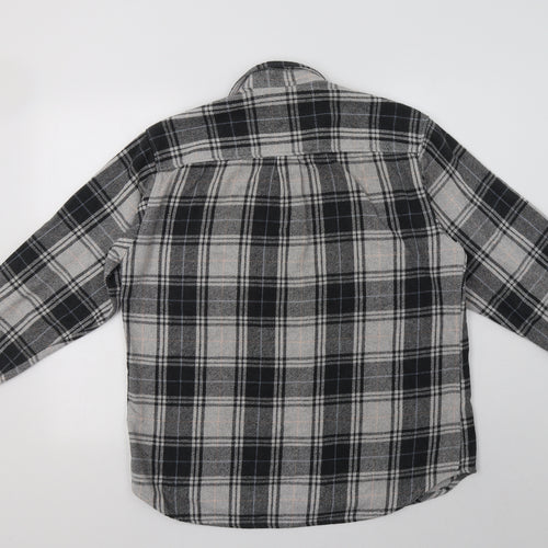 Le Frog Mens Grey Check   Button-Up Size M Collared Button