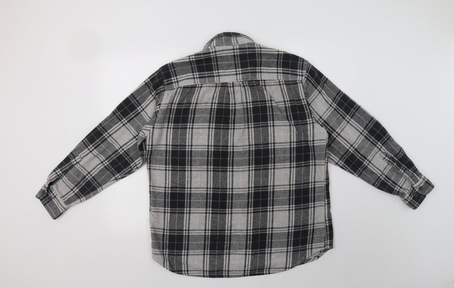 Le Frog Mens Grey Check   Button-Up Size M Collared Button
