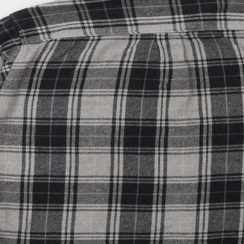 Le Frog Mens Grey Check   Button-Up Size M Collared Button