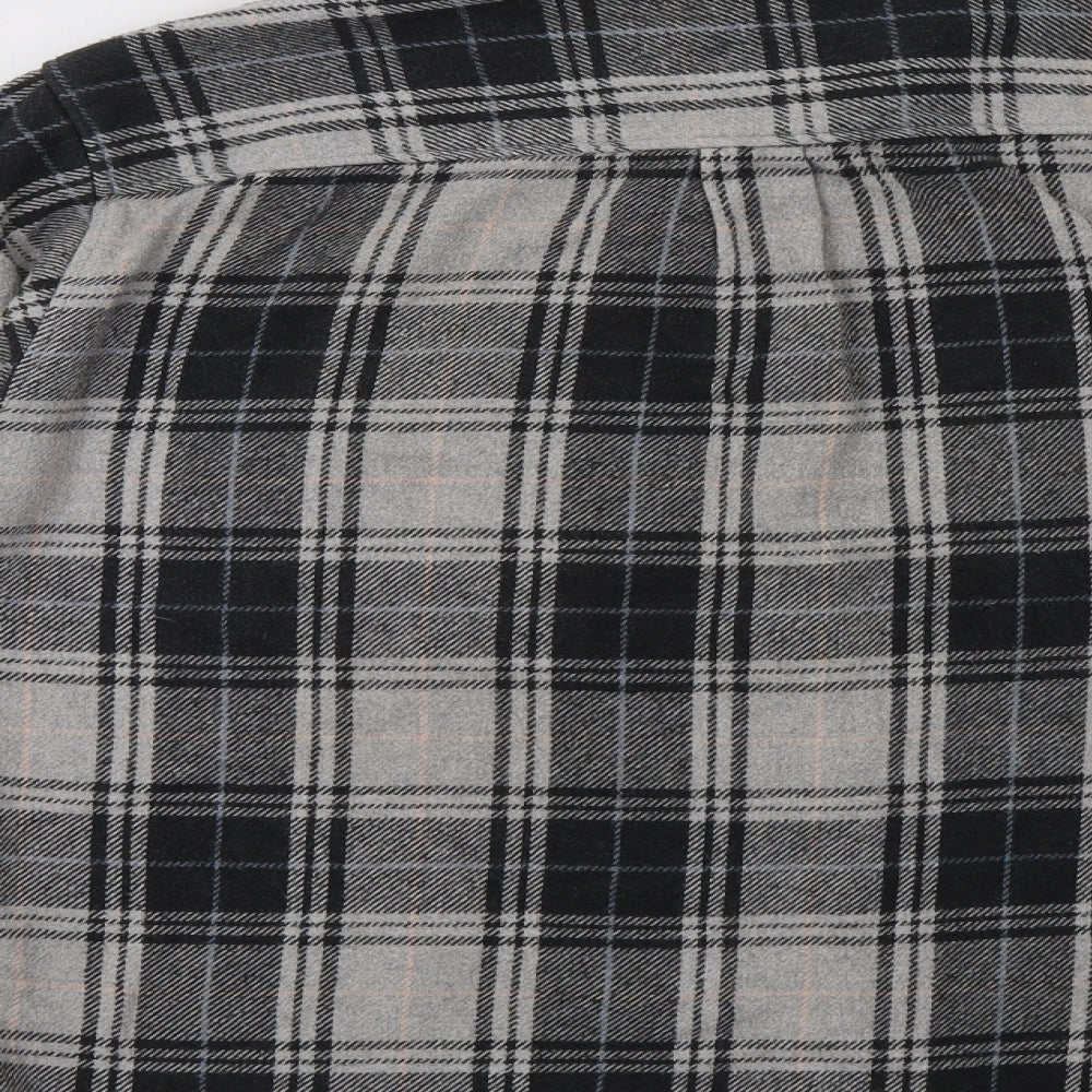 Le Frog Mens Grey Check   Button-Up Size M Collared Button