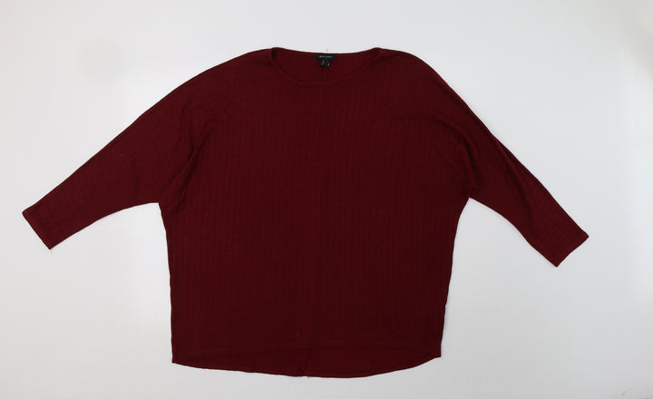 New Look Womens Red Crew Neck  Polyester Pullover Jumper Size L