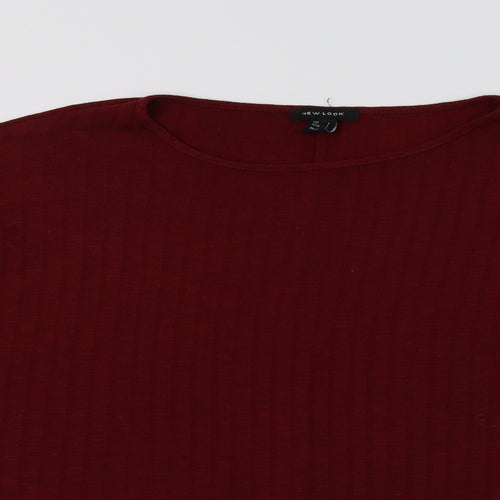 New Look Womens Red Crew Neck  Polyester Pullover Jumper Size L