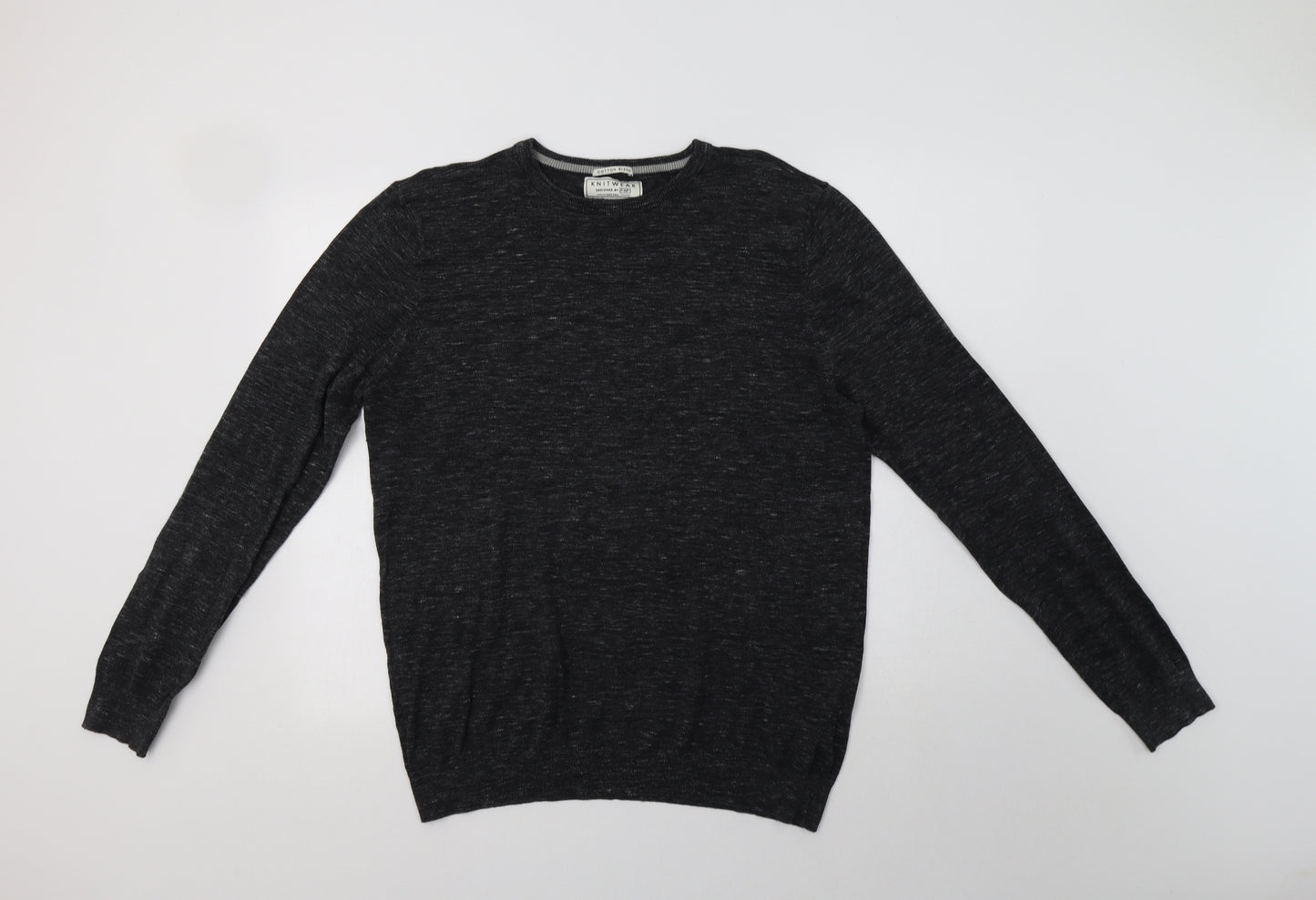 F&F Mens Grey Crew Neck  Cotton Pullover Jumper Size L