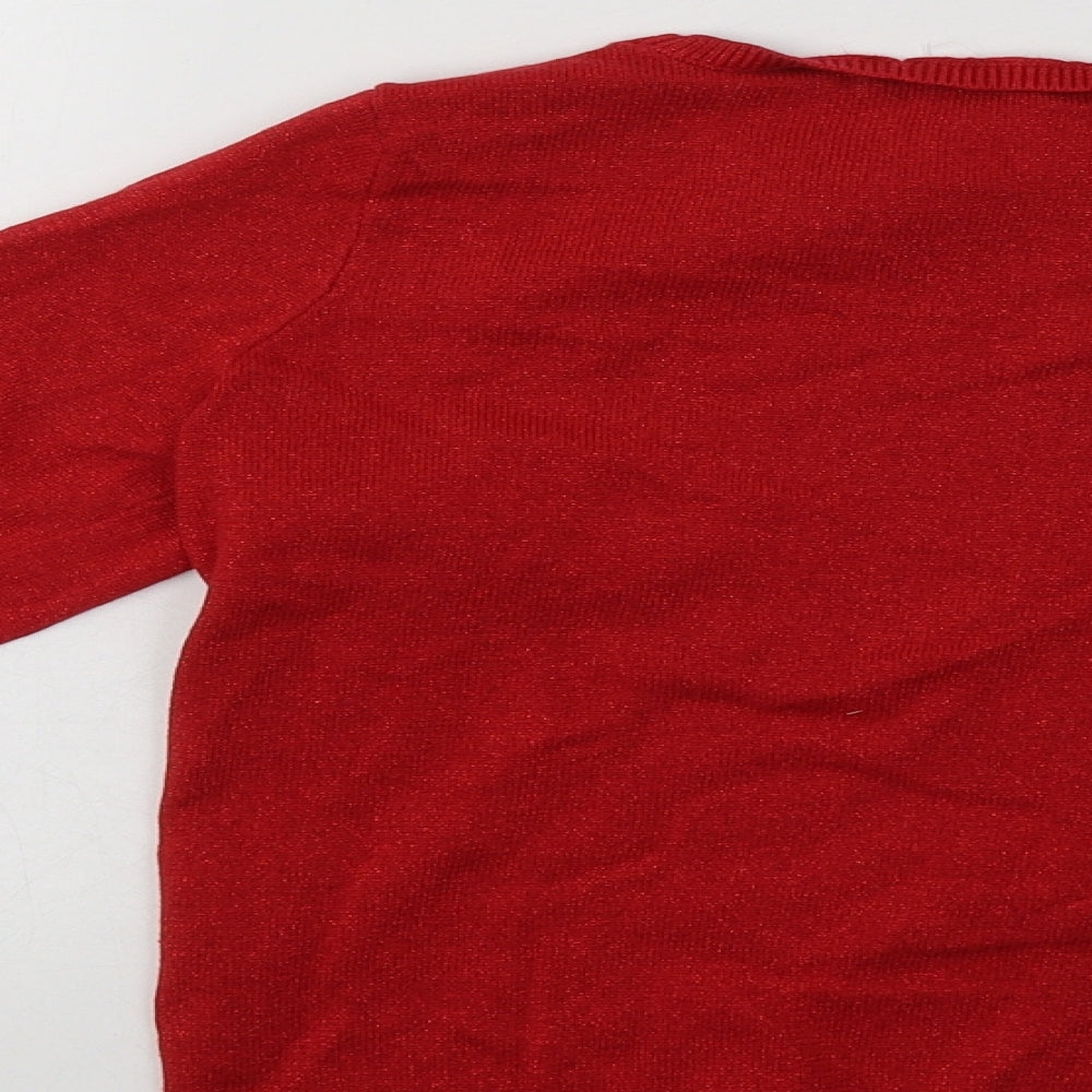 H&M Girls Red Crew Neck  Cotton Pullover Jumper Size 8-9 Years