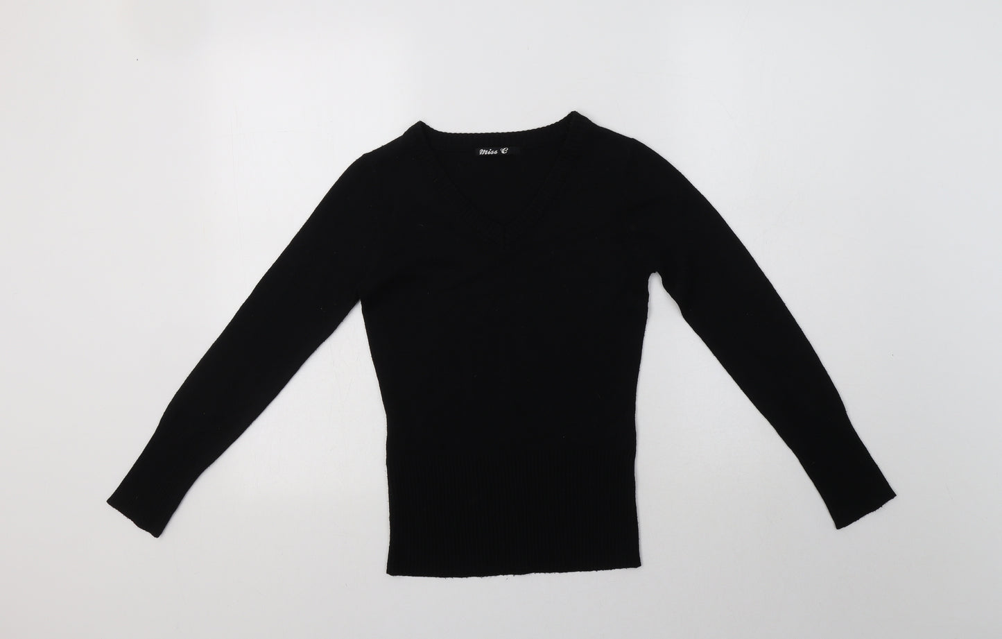 Cherokee Girls Black V-Neck  Acrylic Pullover Jumper Size 11-12 Years