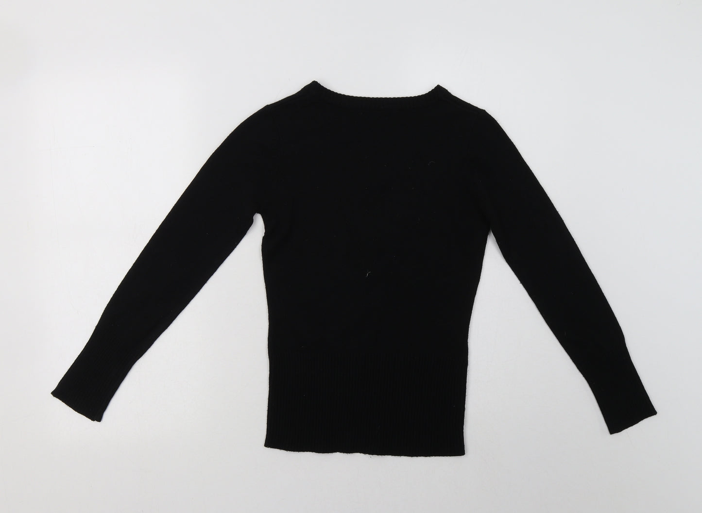 Cherokee Girls Black V-Neck  Acrylic Pullover Jumper Size 11-12 Years