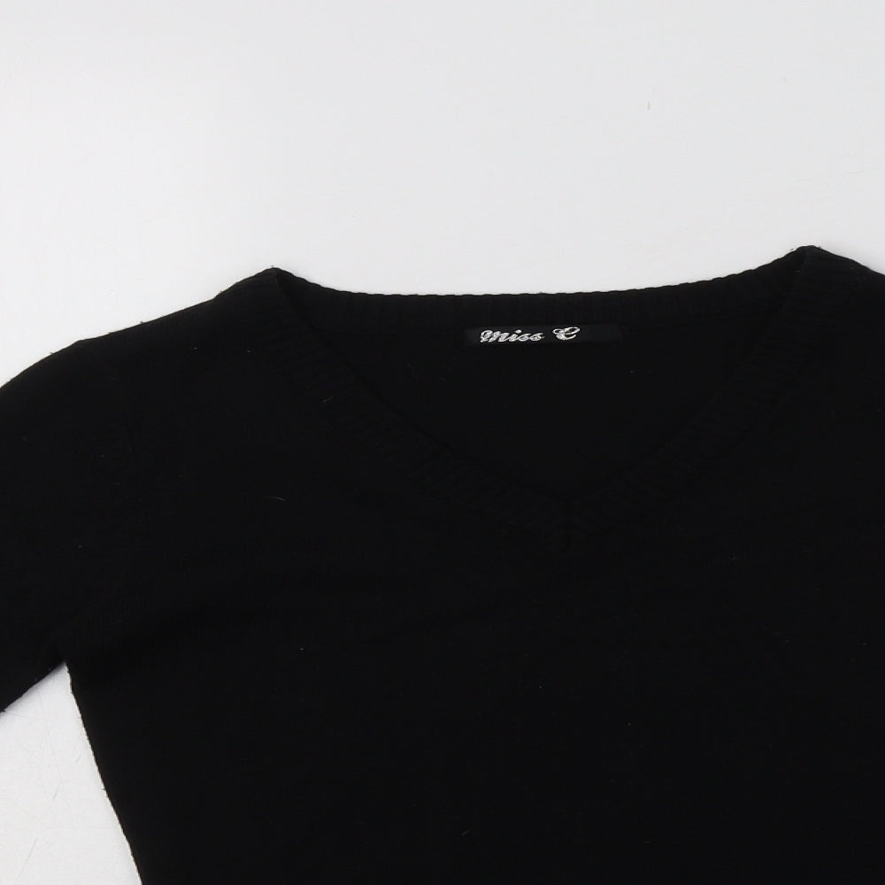 Cherokee Girls Black V-Neck  Acrylic Pullover Jumper Size 11-12 Years