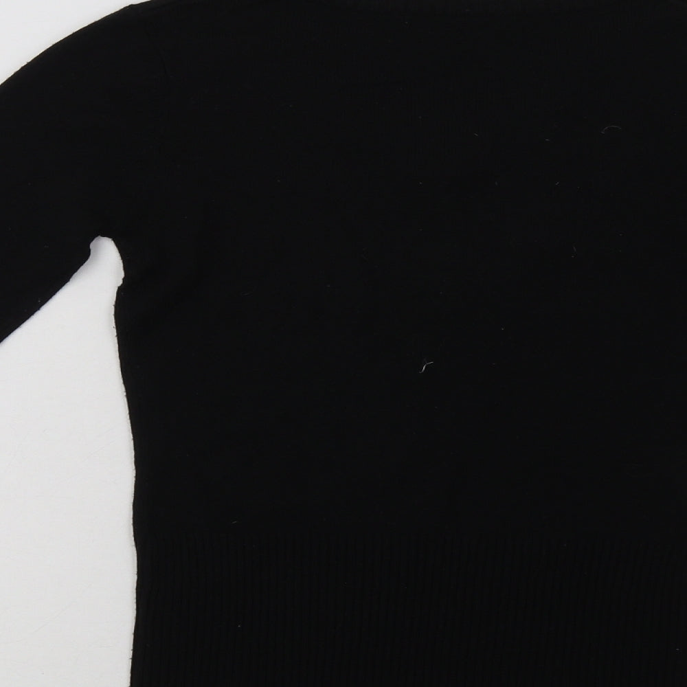 Cherokee Girls Black V-Neck  Acrylic Pullover Jumper Size 11-12 Years