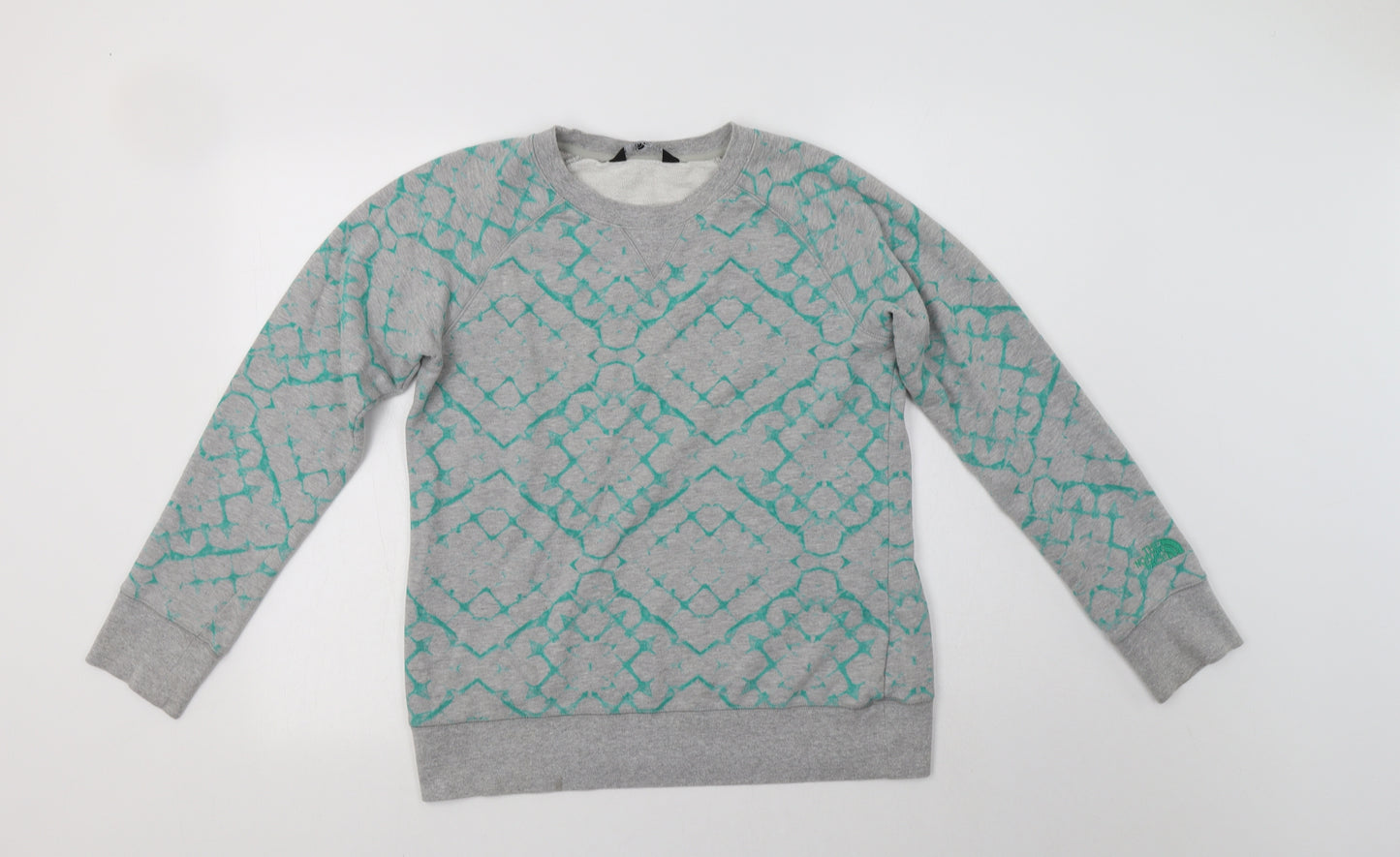 The North Face Womens Grey Geometric Cotton Pullover Sweatshirt Size M