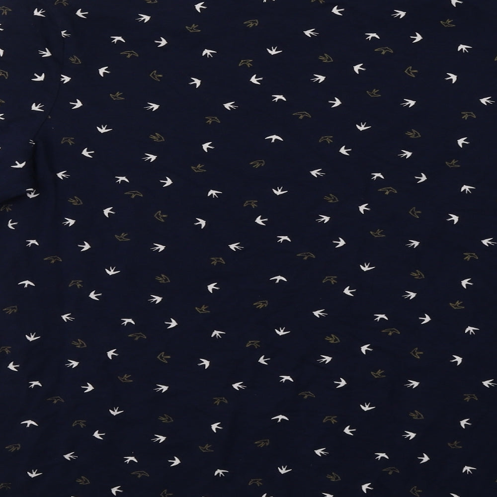 TU Womens Blue Geometric Cotton Basic Blouse Size 16 Boat Neck - Bird Pattern