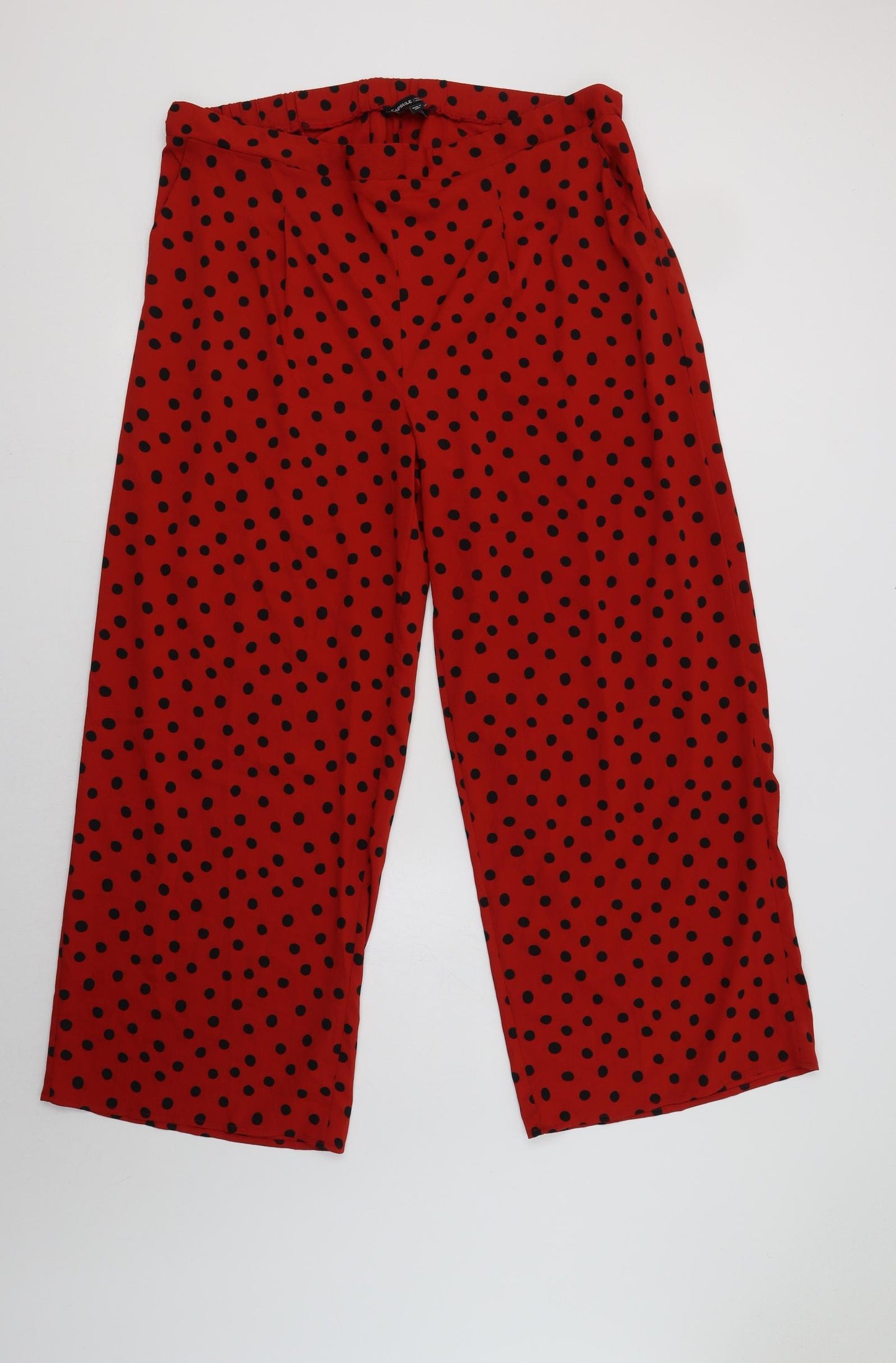 Capsule Womens Red Polka Dot Polyester Trousers  Size 20 L30 in Regular