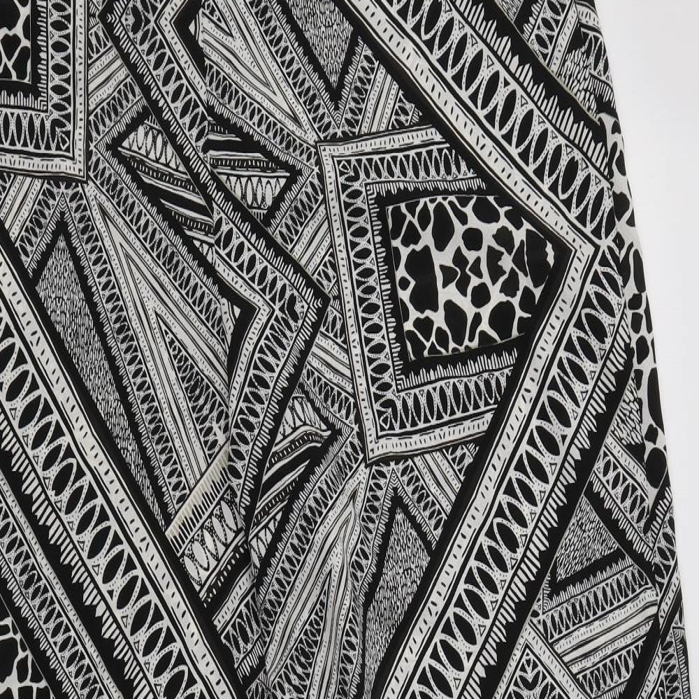 F&F Womens Black Geometric Polyester Trousers  Size 20 L32 in Regular Zip