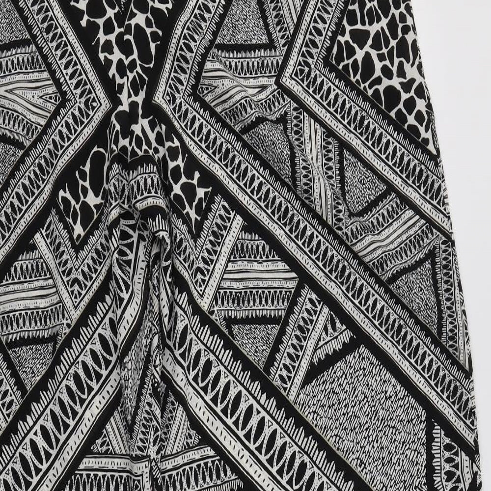 F&F Womens Black Geometric Polyester Trousers  Size 20 L32 in Regular Zip