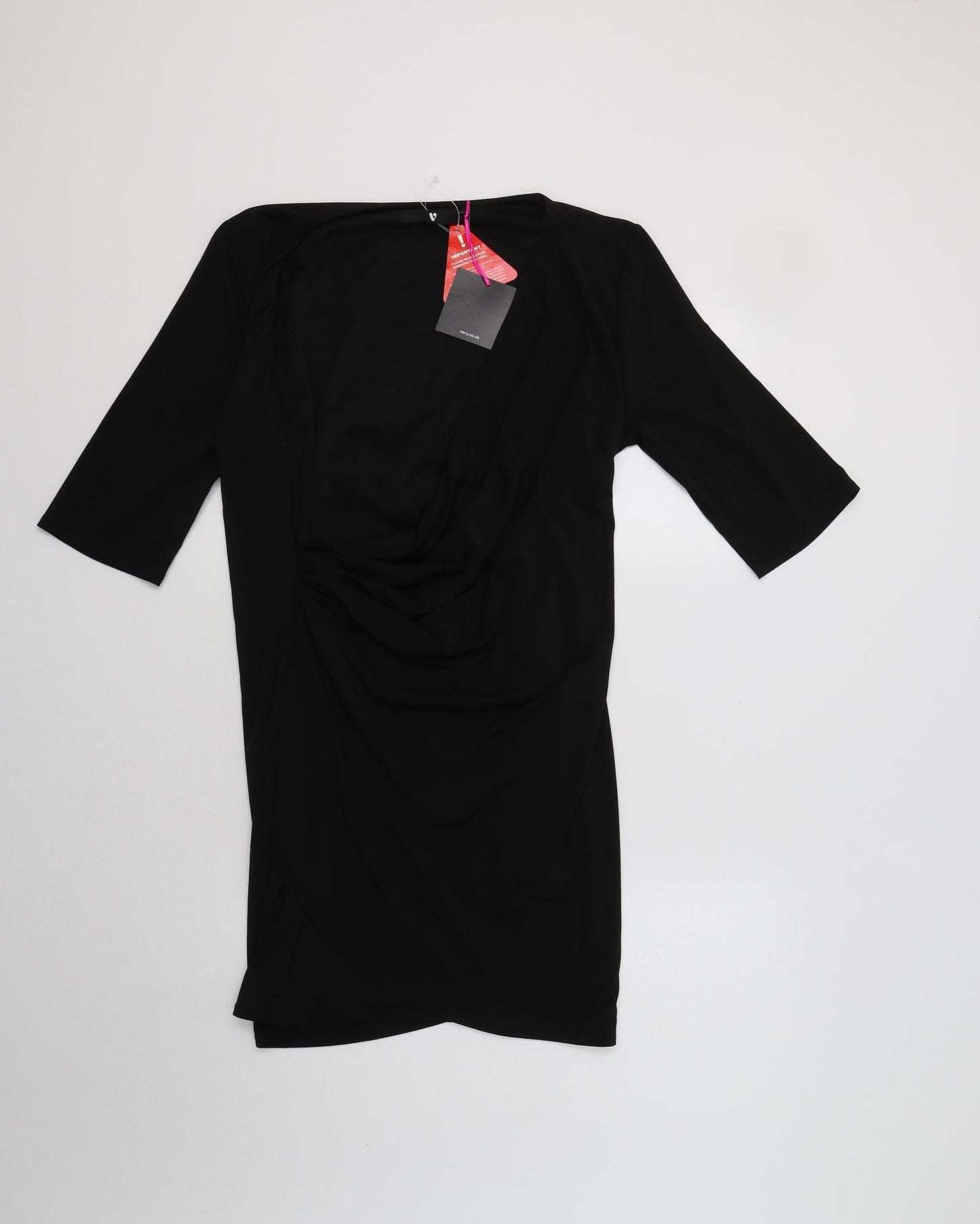 Very Womens Black  Polyester Wrap Dress  Size 18  V-Neck