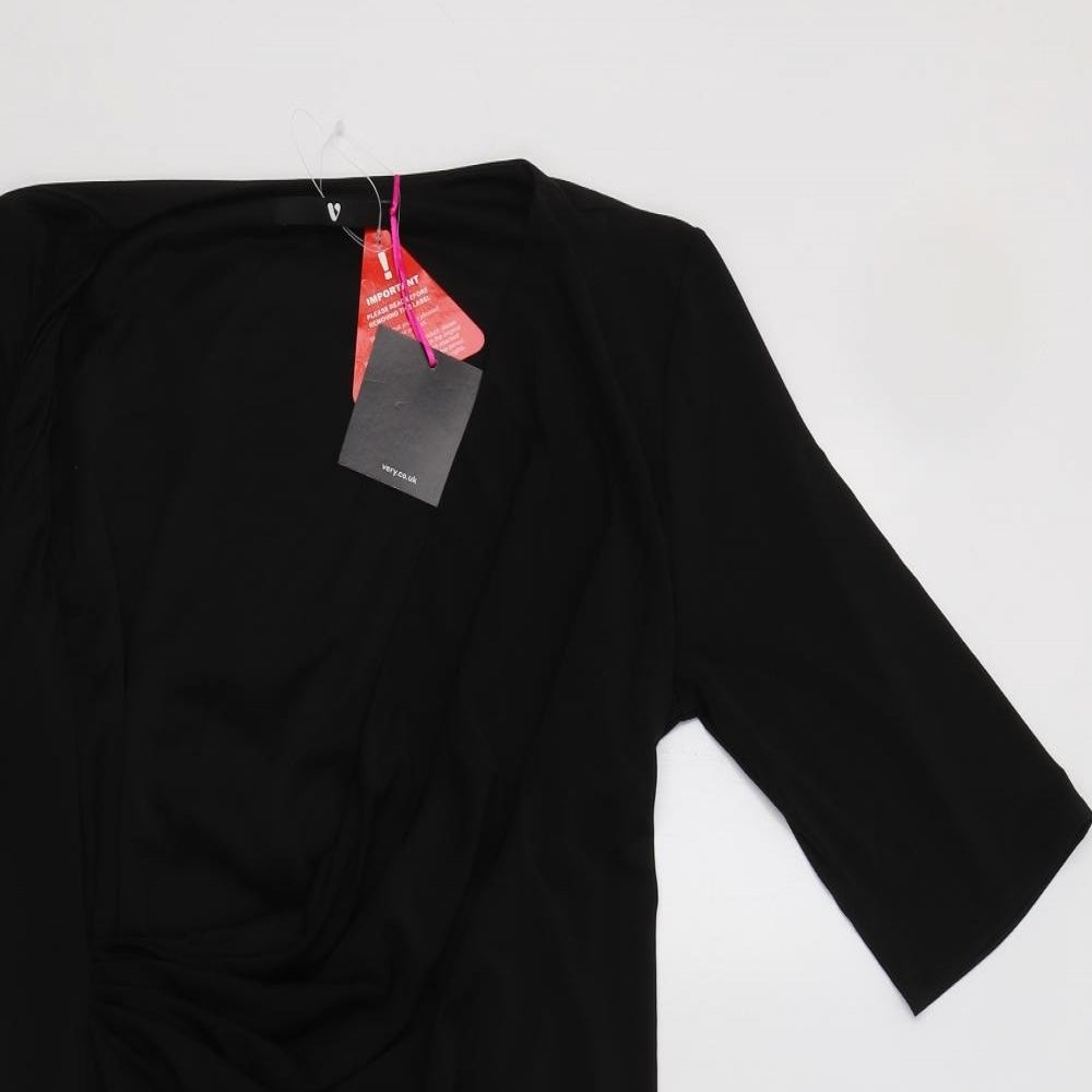 Very Womens Black  Polyester Wrap Dress  Size 18  V-Neck